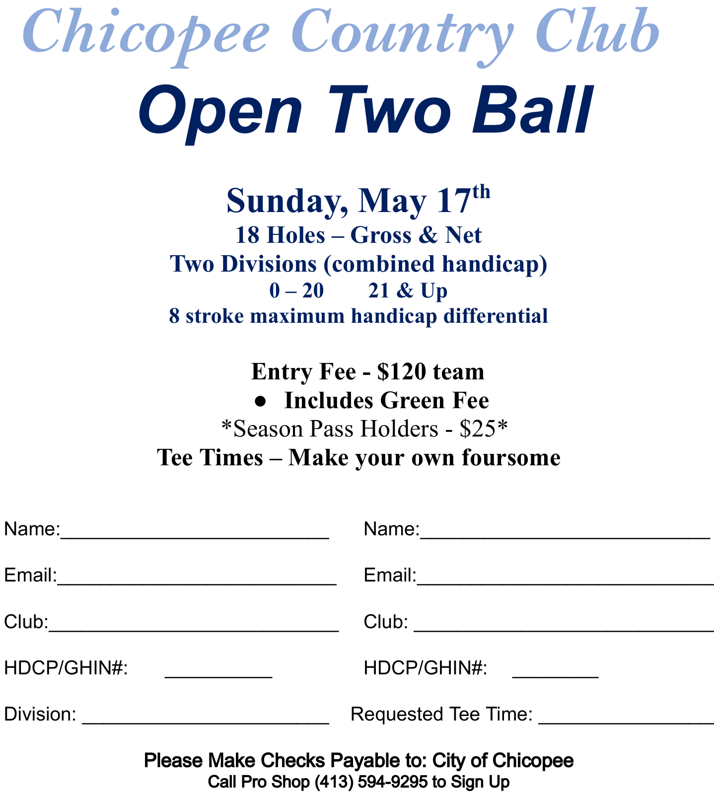 2026 May Two Ball Sign Up